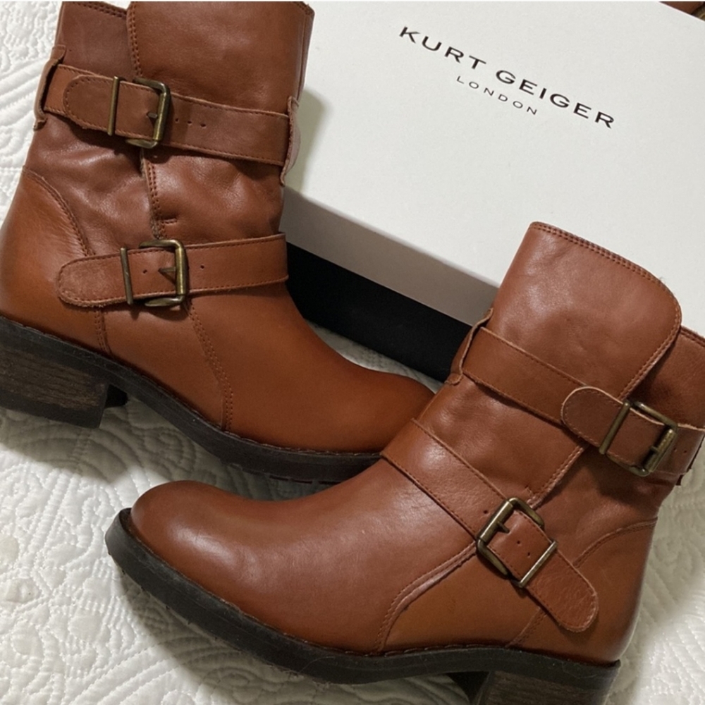 NEW Kurt Geiger London double strap biker boots